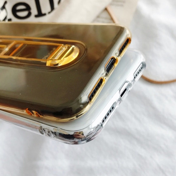 NWT iPhone MAX/XS/XS/7/8 Clear Gold Holder Case - Picture 3 of 5